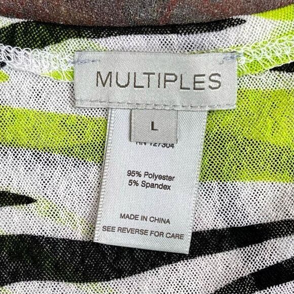NWT Multiples Going Green Sheer Open Front Zebra Cardigan Large - Picture 8 of 12